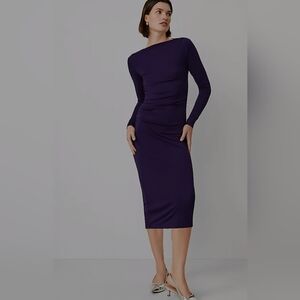 Ann Taylor Purple One Shoulder Bodycon Midi Dress
